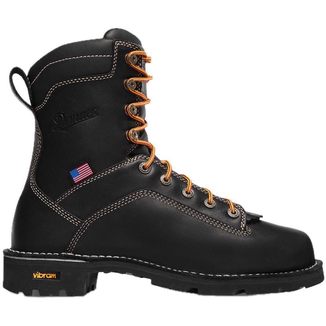 Quarry USA 8-Inch Alloy Toe Work Boots for Men - Black Steel Toe Safety Shoes for Construction, Warehouse & Industrial Work