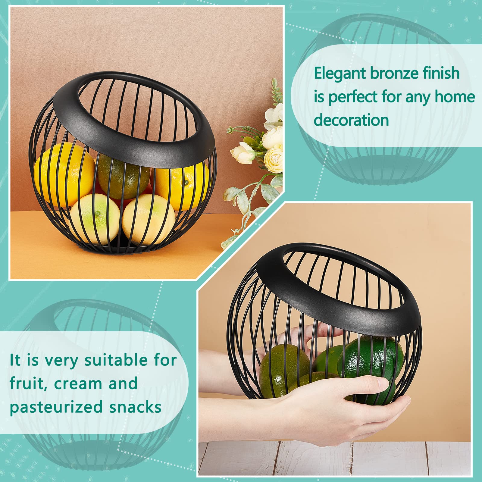2-Pack Large Capacity Stainless Steel Coffee Pod Holder - Espresso Capsule Organizer & Multi-Purpose Wire Fruit Bowl for Kitchen Countertop, Office, or RV Use (Black)