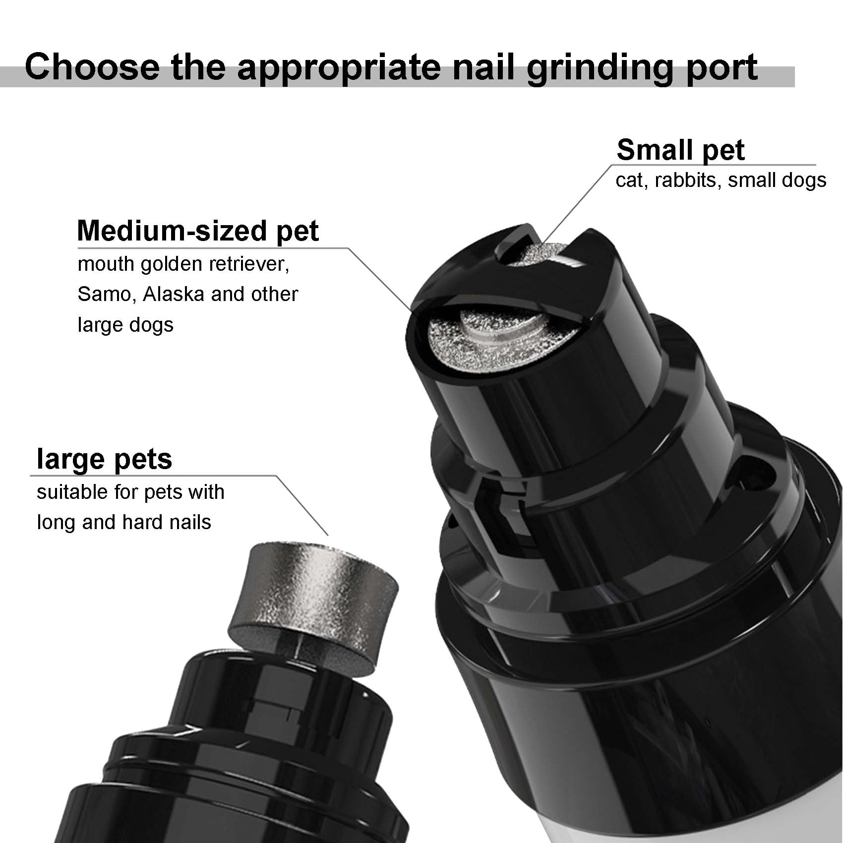 Heusom Silent Groom Pro Nail Grinder for Dogs and Cats - Rechargeable USB Pet Nail Trimmer with 3 Grinding Heads, Ultra-Quiet Operation & Ergonomic Design | Perfect for Home Grooming, Puppy Nail Care, and Professional Pet Grooming