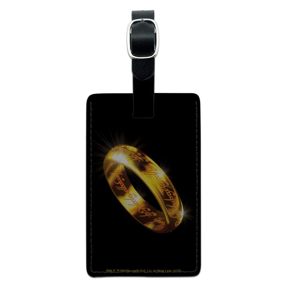 The Lord of The Rings The One Ring Rectangle Leather Luggage Tag - Personalized ID Card Holder for Travel Bags, Suitcases & Backpacks - Perfect for Tolkien Fans & Fantasy Lovers