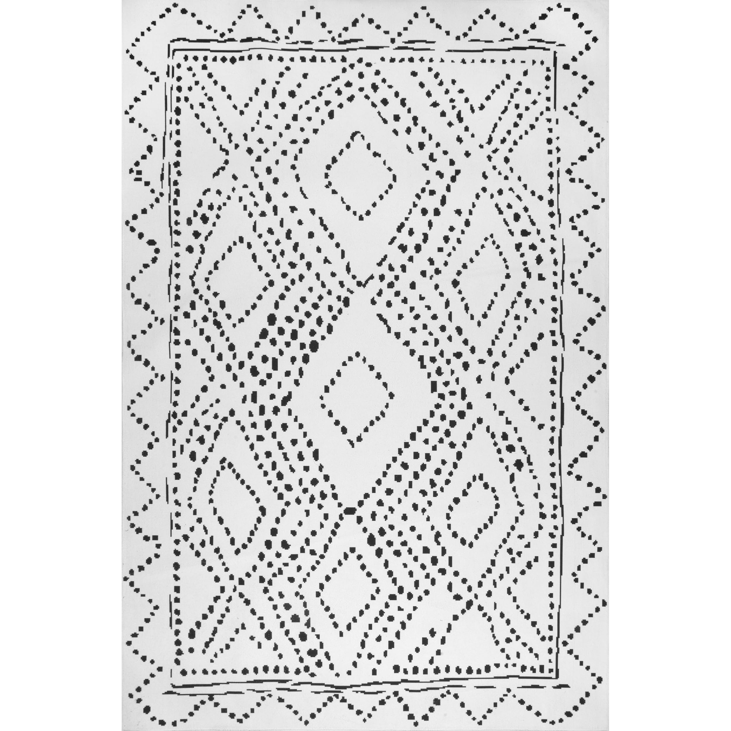 nuLOOM 8' Square SpinClean Machine Washable Stain-Resistant Area Rug with Non-Slip Backing - Low Profile Soft Rug for Living Room, Bedroom, Dining Room - Mila White - Perfect for High Traffic Areas, Pet-Friendly Homes & Modern Interior Decor