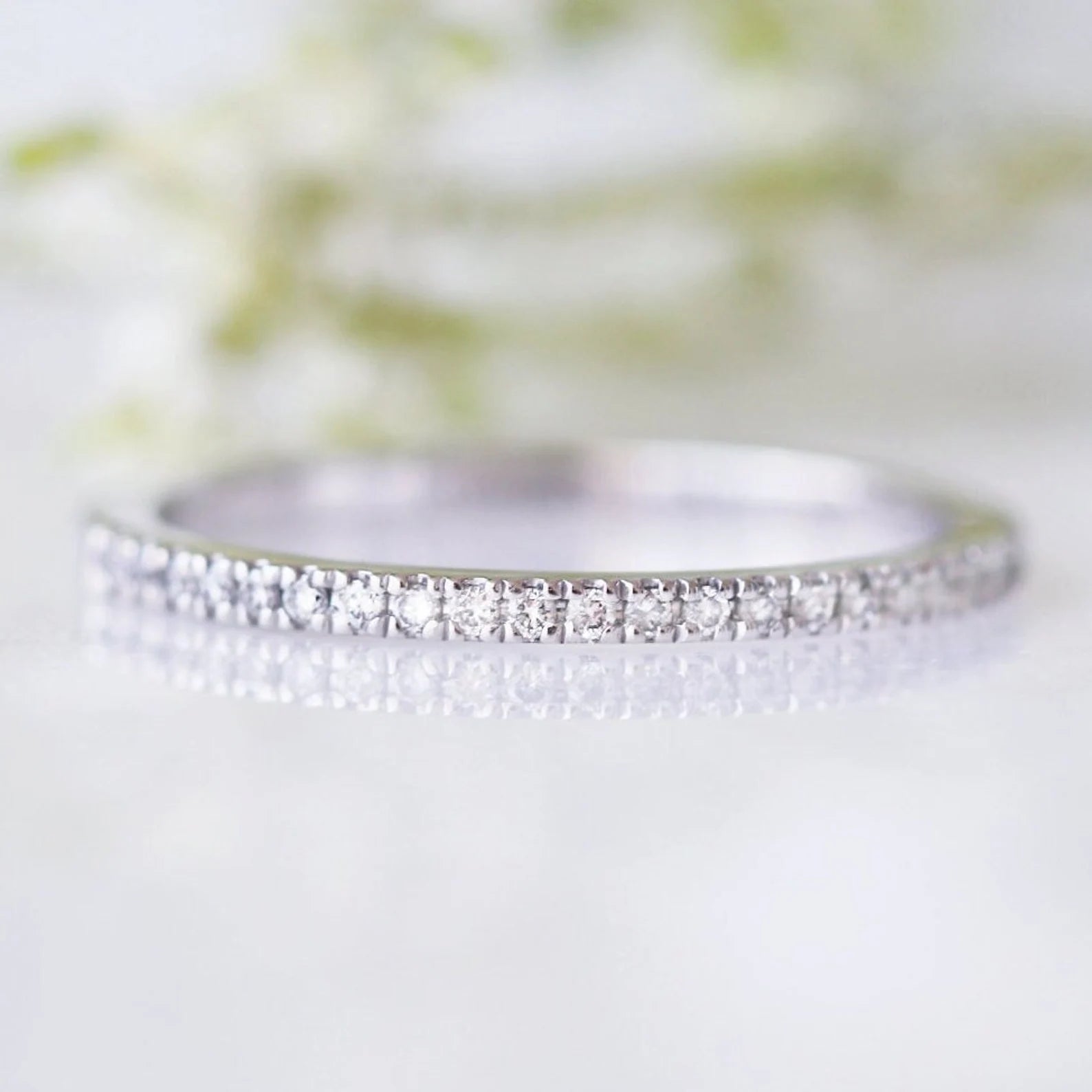1.5MM Petite Natural Diamond or Moissanite Wedding Band - 10K, 14K, 18K White Gold - Perfect for Engagement Rings, Anniversary Gifts & Bridal Jewelry
