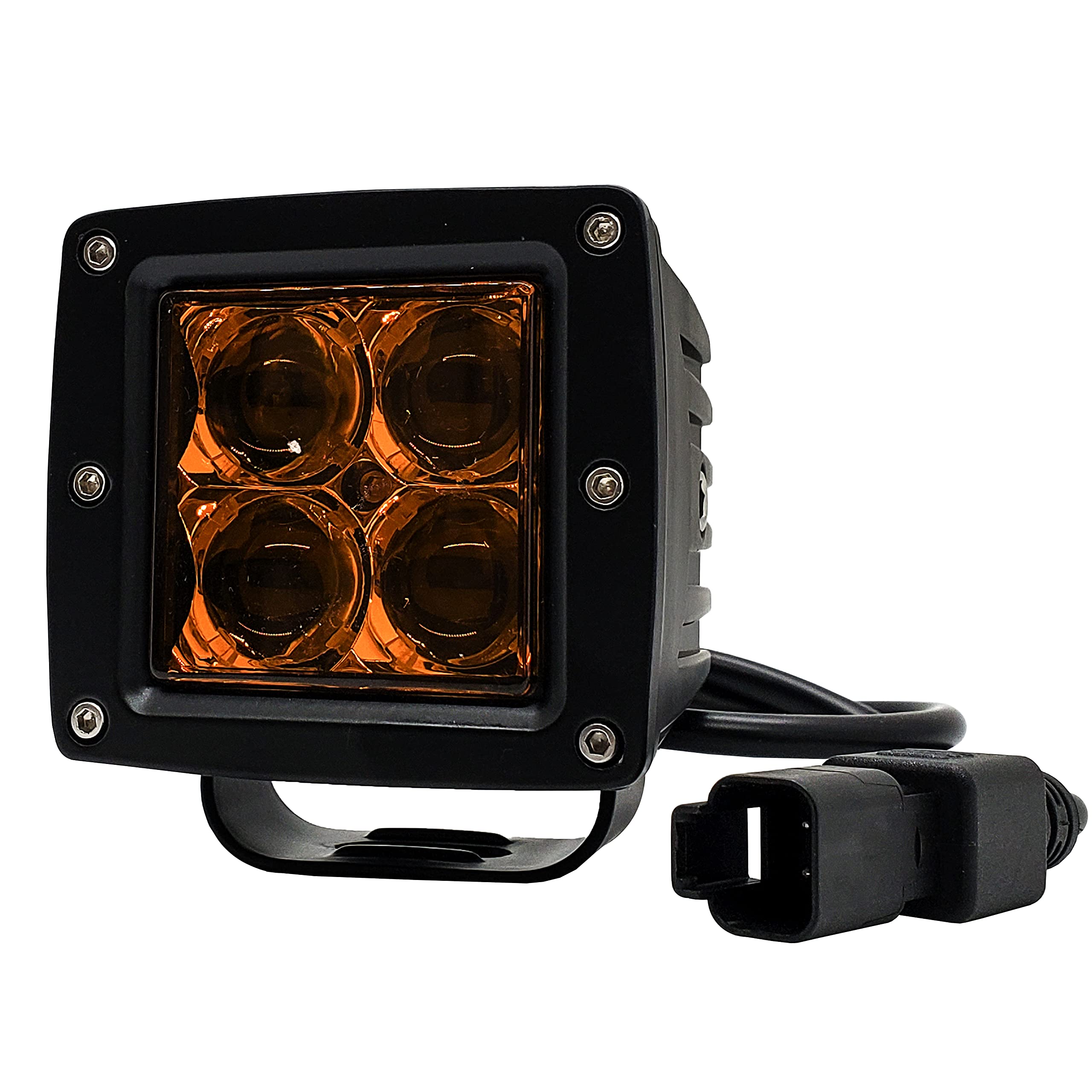 OZ-USA® 4D POD Spot Beam Amber Lens High-Intensity LED Yellow Lights - Fog, Dust & Snow Offroad Lights for ATV, Truck & Motorcycle - Perfect for Offroad Racing & Adventure Driving