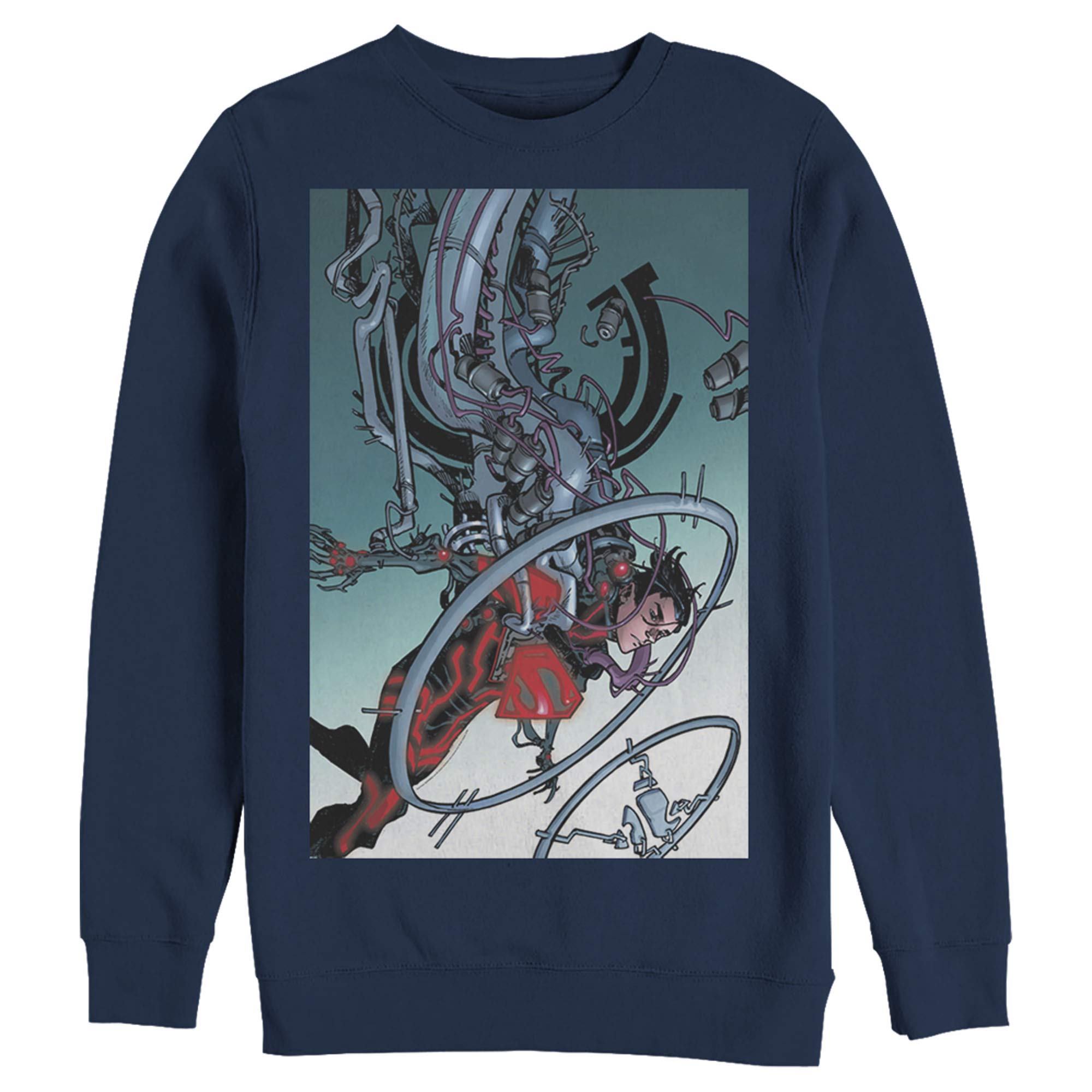 Men's Superman Robotic Graphic Fall Sweatshirt | DC Comics Superhero Pullover Hoodie | Casual Wear for Autumn & Winter
