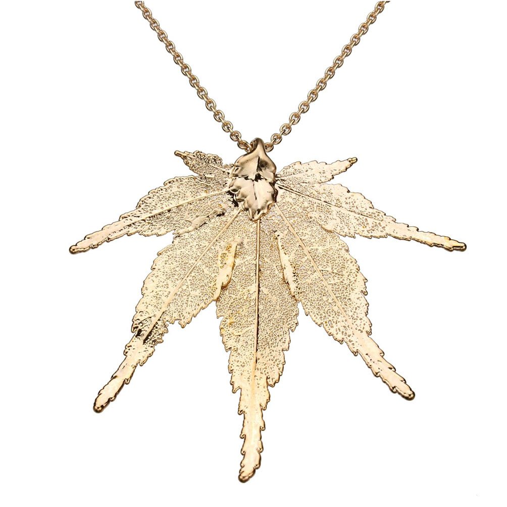 Elegant Rose Gold-Plated Japanese Maple Leaf Pendant Necklace with 20
