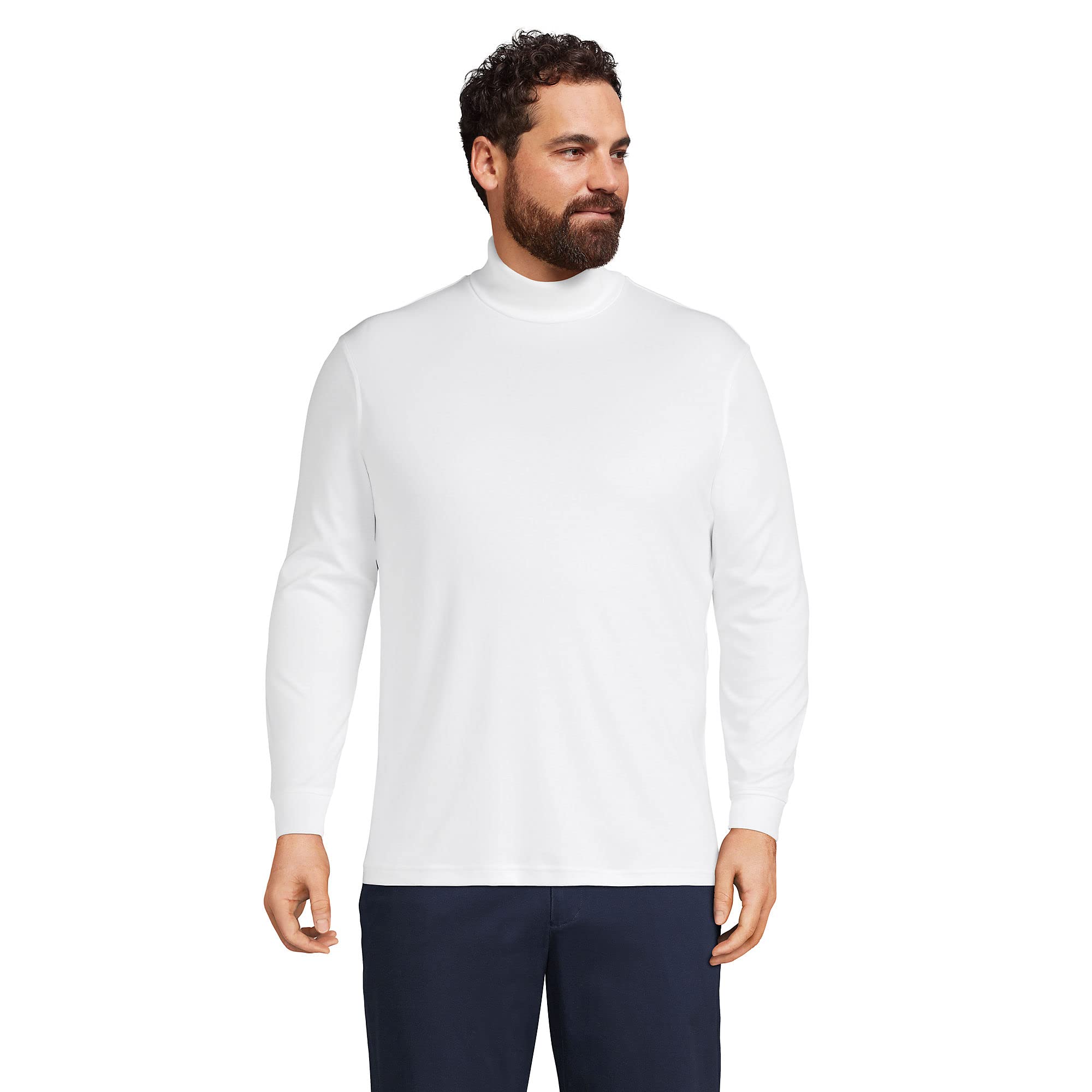 Lands' End Men's Super Soft Supima Cotton Turtleneck Sweater - Warm Winter Layering for Office & Casual Wear