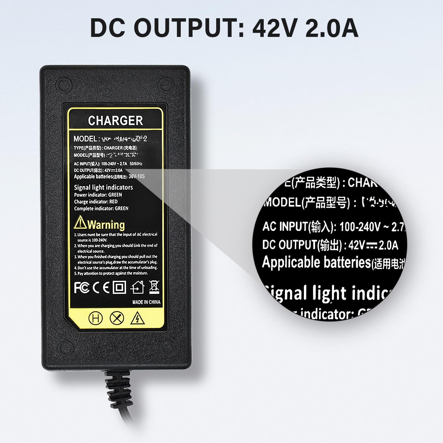 Universal 7-in-1 Fast Charger 42V 2A for Razor/Jetson/Voyage/Gotrax/Ninebot Scooters - 36V 10S Lithium Battery Replacement Charger - Perfect for Commuting, Delivery & Outdoor Adventures
