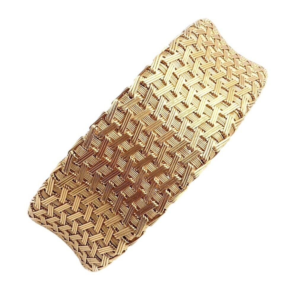 Authentic Roberto Coin 18k Yellow Gold Large Basket Weave Bracelet for Women | Luxury Italian Jewelry Gift for Anniversary, Birthday & Special Occasions | Perfect for Evening Events & Formal Wear