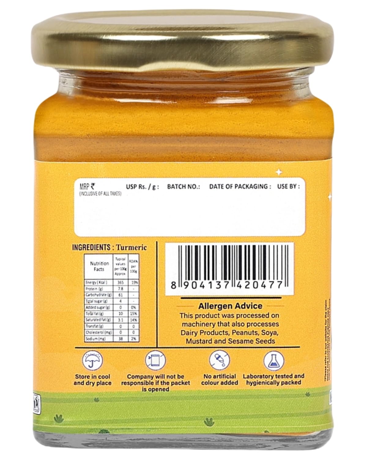 Premium Lakadong Turmeric Powder (100g) - High Curcumin Content, Organic & Pure - Glass Jar Packaging - Sourced from Meghalaya Hills - Ideal for Golden Milk, Cooking & Skincare