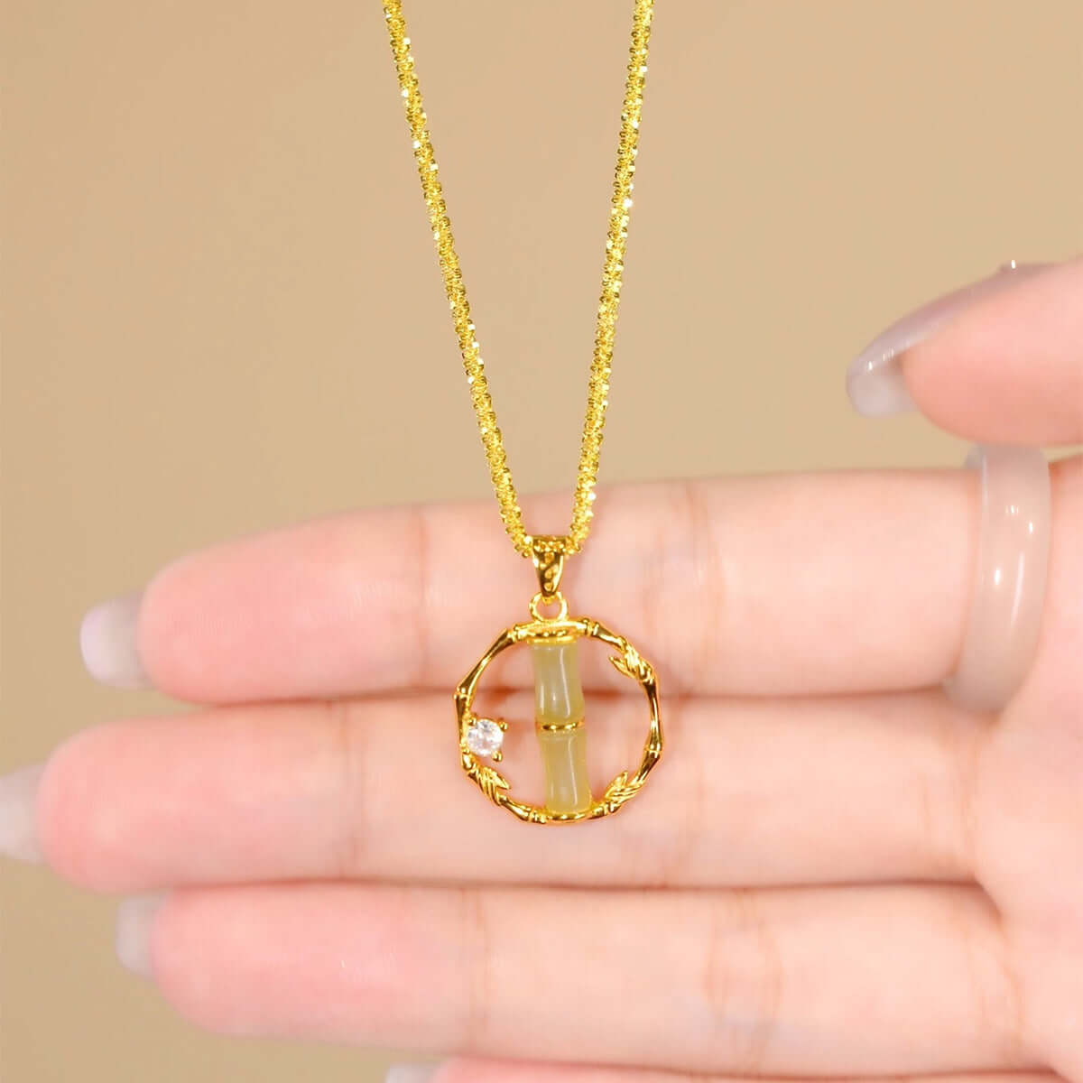 14K Gold Plated Bamboo Pendant Margarita Twist Necklace - Elegant Dainty Jewelry for Women | Perfect for Parties, Date Nights & Everyday Wear | R8266