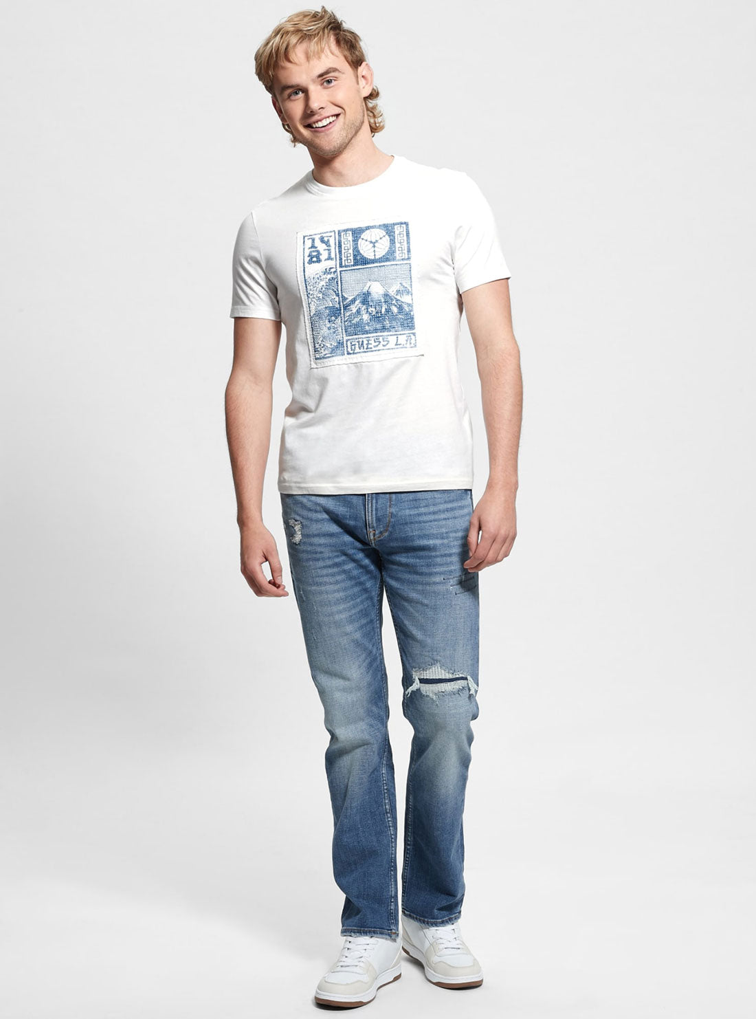 Eco-Friendly White Patch and Embroidered Cotton T-Shirt for Men & Women - Casual Wear, Street Fashion, Sustainable Outfit