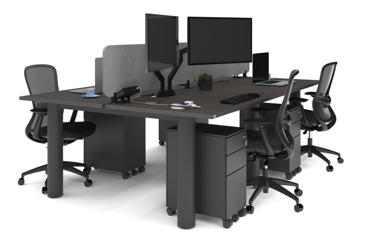 4-Person Office Workstation with Quadro Cylinder Legs - 1200L x 800W Desk with Cable Management Scallop for Modern Workspaces & Collaborative Office Environments