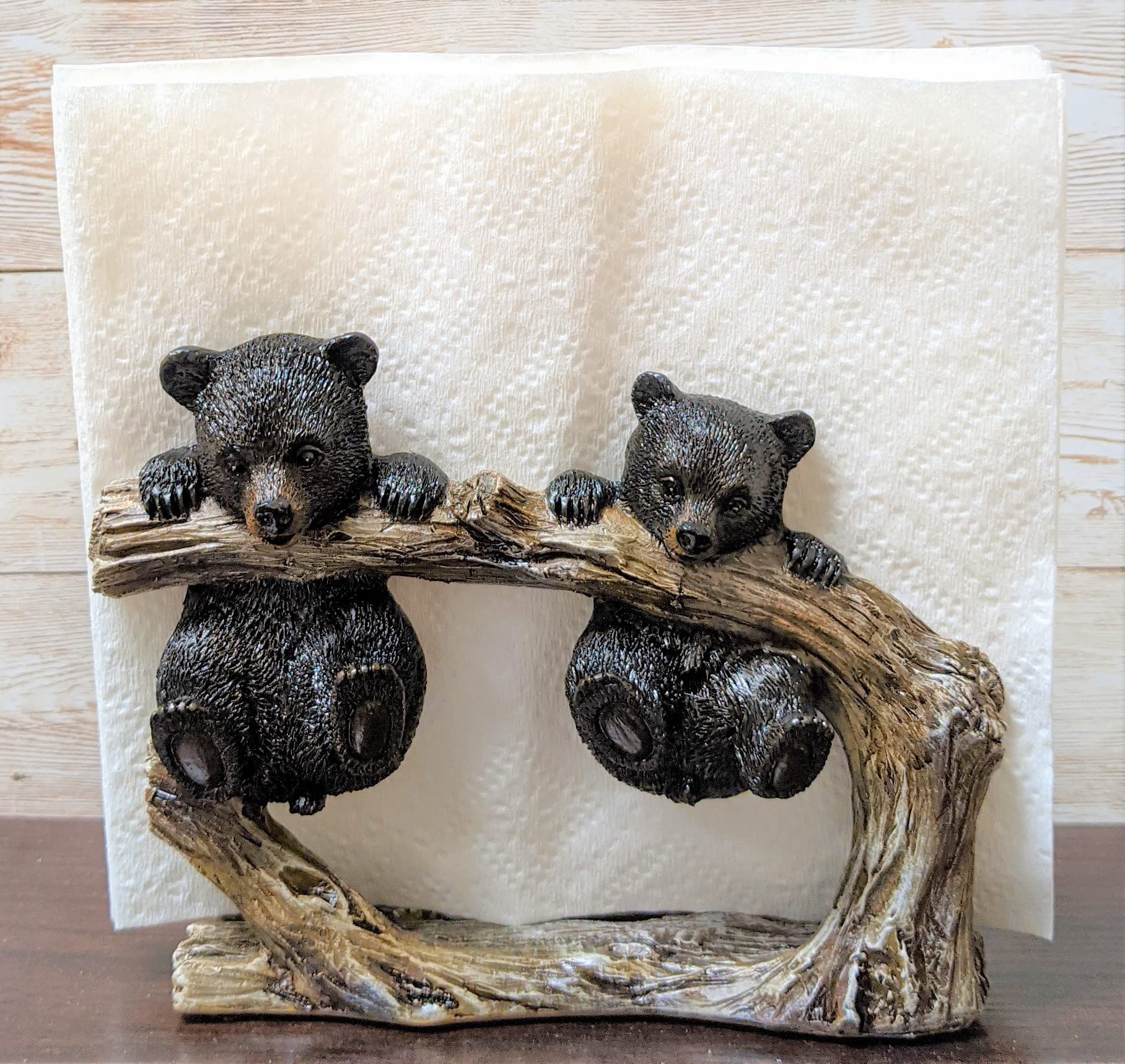 Cute Bear Cubs Hanging on Tree Branch Decorative Napkin Holder & Mail Organizer - Perfect for Kitchen, Office, and Home Decor