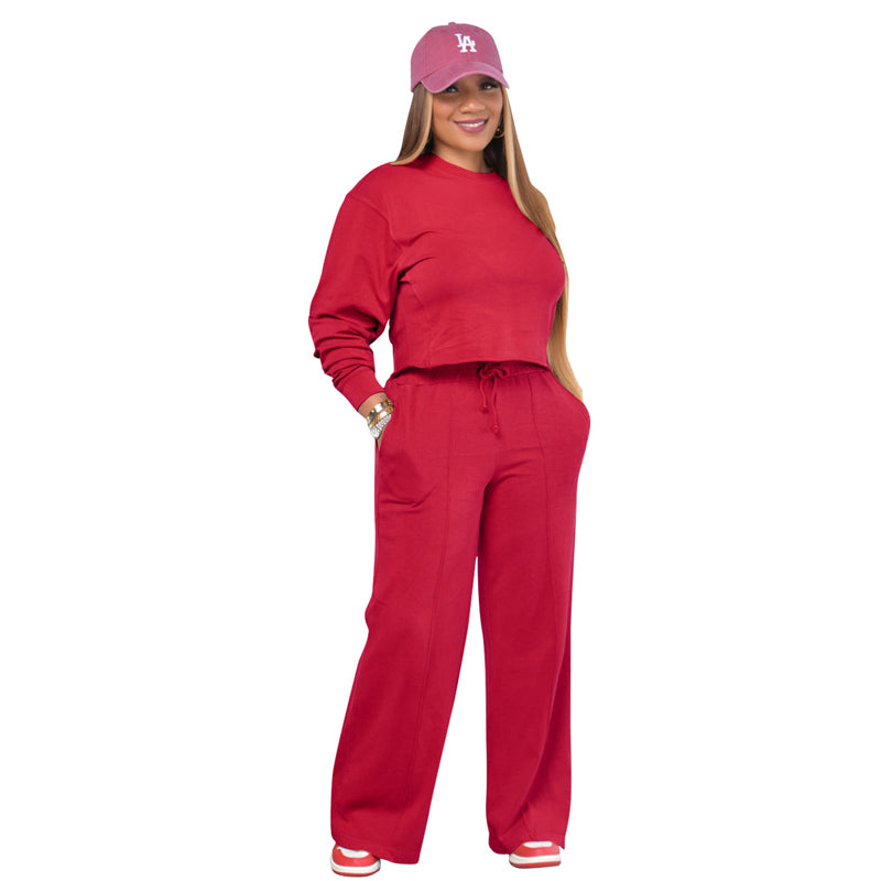 Women's Sportswear Long Sleeve Two Piece Set - Comfortable Workout Outfit for Yoga, Running & Gym | Perfect for Athleisure & Casual Wear