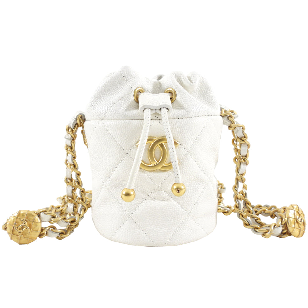 Chanel Quilted Caviar Mini Drawstring Bucket Bag with Twist Lock Closure - Perfect for Everyday Use, Date Nights & Travel Accessories
