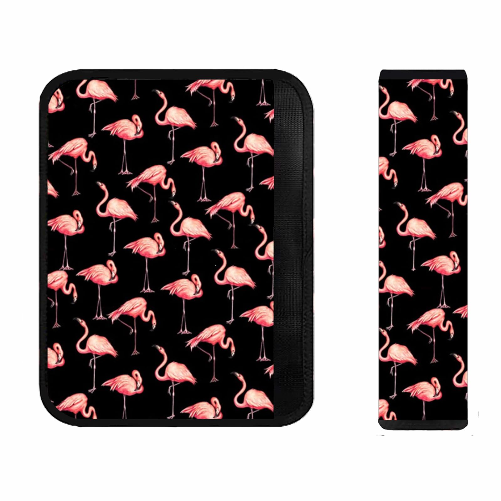 Black Flamingo Car Seat Belt Strap Covers - Soft Shoulder Pads for Adults & Kids - Neck Protection for Women, Men, Girls & Boys - Universal Fit for Cars, SUVs & Trucks - Perfect for Commuting, Road Trips & Daily Driving - Also Great as Backpack Straps & Handbag Accessories
