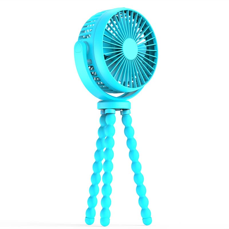 USB Operated Stroller Fan with Flexible Tripod - 3 Speed Adjustable Clip On Fan for Car Seat, Crib, Bike, Treadmill | Rotatable Handheld Personal Cooling Fan (Blue) | Perfect for Outdoor Activities, Baby Strollers & Home Use