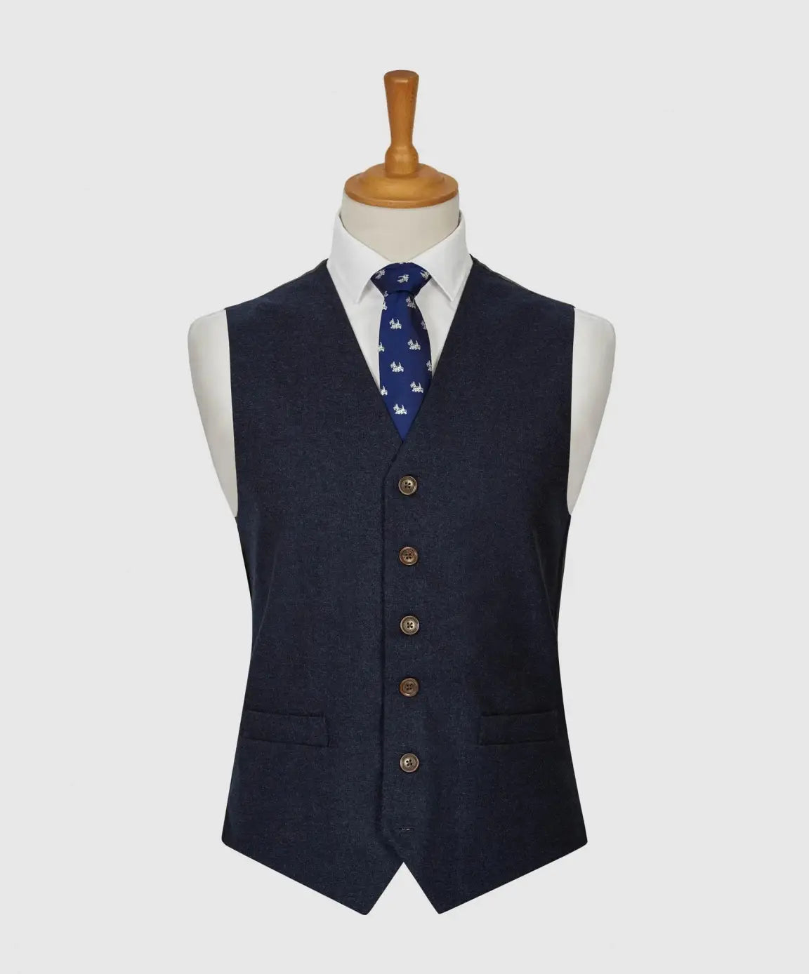L A Smith Navy Plain Country Waistcoat for Men - Classic Vintage Vest for Casual Wear, Weddings & Outdoor Activities