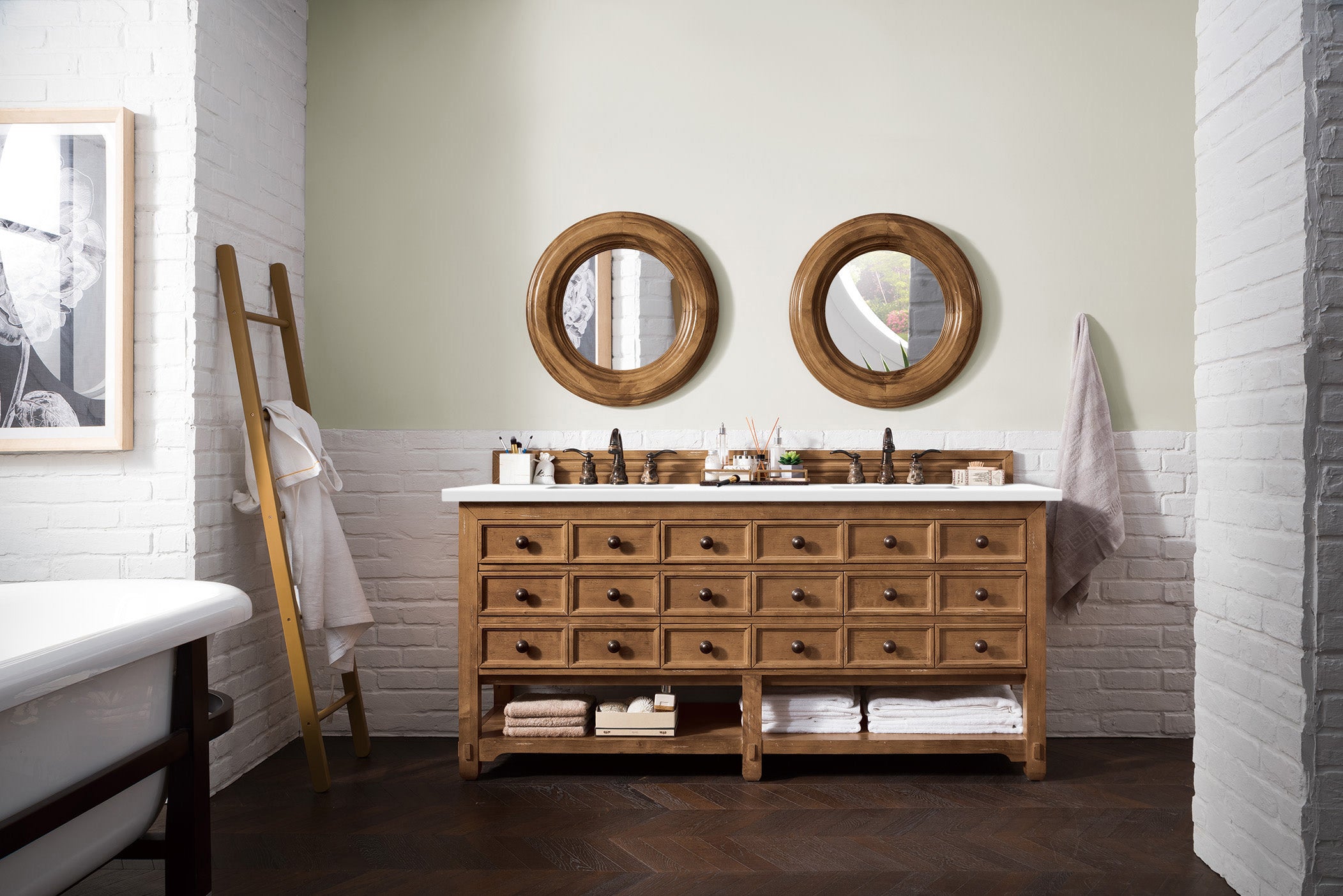 Malibu 72 Inch Double Bathroom Vanity with Honey Alder Wood & 3CM Classic White Quartz Countertop - Perfect for Master Bathroom Renovation and Modern Home Decor