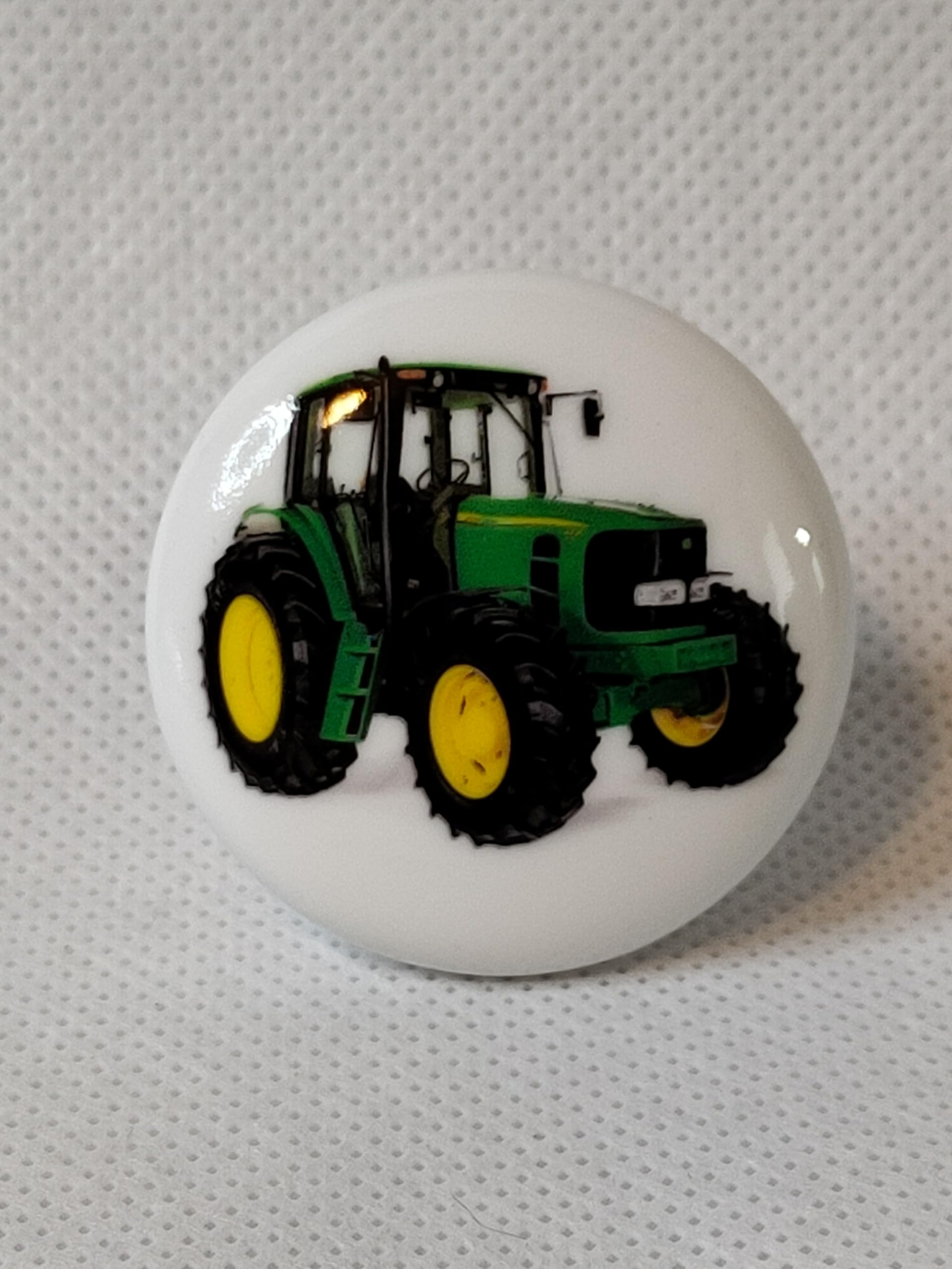 Farm Tractor Design #7330 Knob - Glossy Ceramic Cabinet & Dresser Drawer Pulls - Vintage Farm Tractor Collection - Perfect for Farmhouse, Rustic & Country Style Home Decor
