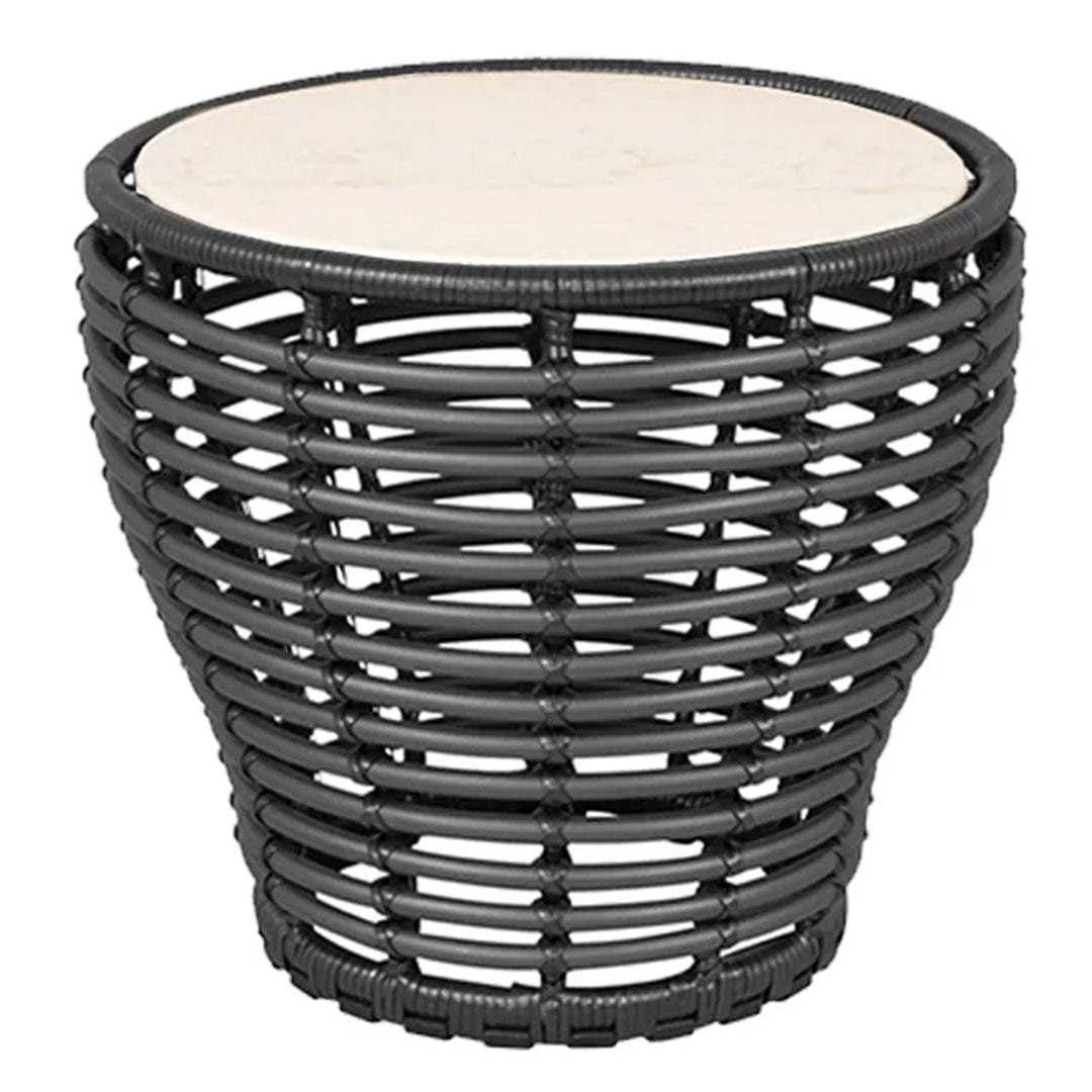 Outdoor Wicker Coffee Table - Small Round Basket Weave Side Table for Patio, Garden, or Balcony - Perfect for Relaxing with Coffee or Drinks