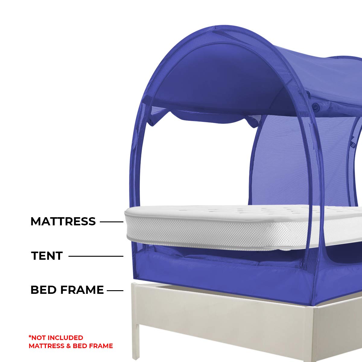 Dream Tents Bed Canopy - Pop Up Twin Size Cabin Shelter for Kids & Adults - Warm Breathable Indoor Privacy Tent (Mattress Not Included) - Perfect for Bedrooms, Dorms, Camping & Reading Nooks