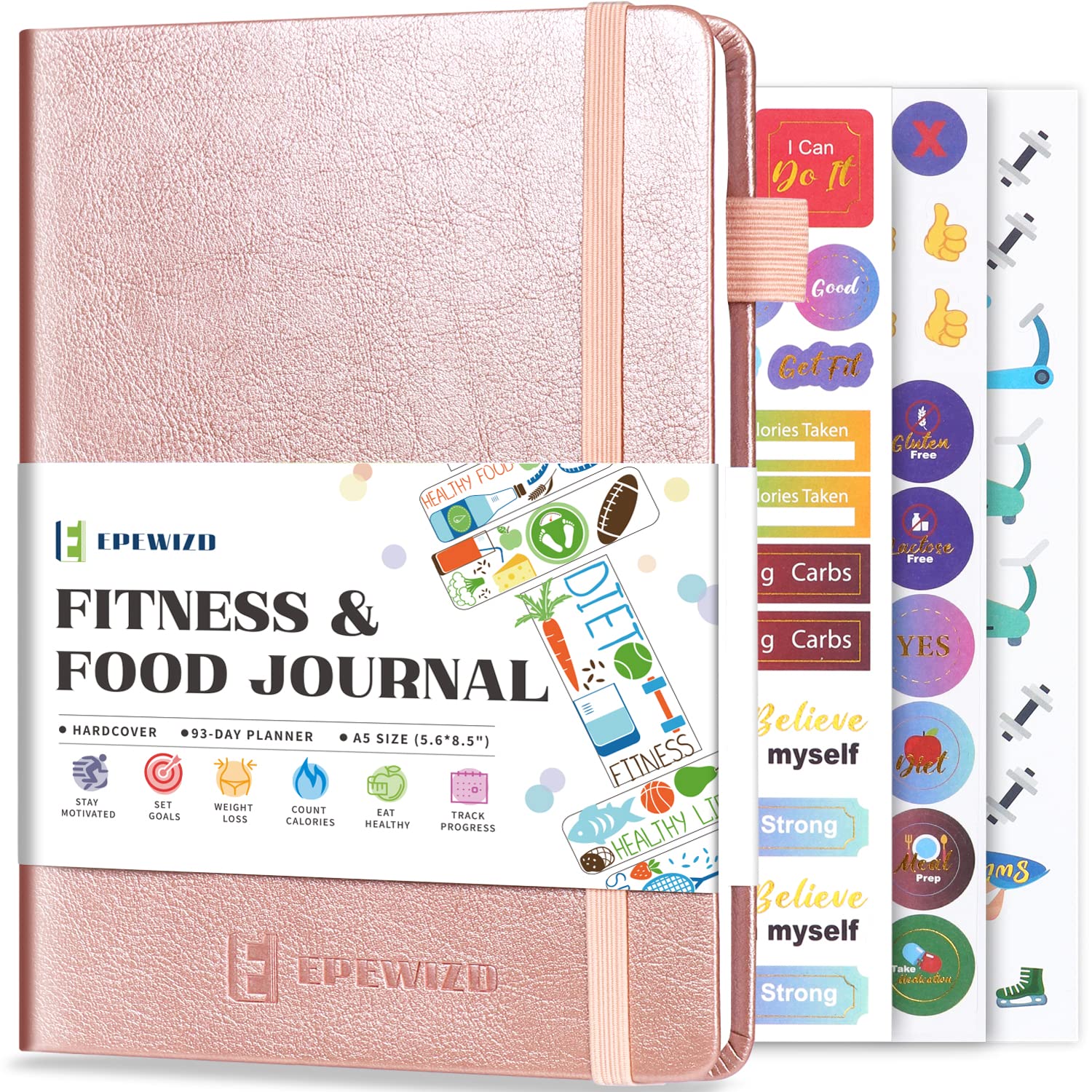 Premium Food & Fitness Journal Hardcover - Wellness Planner & Workout Tracker for Women & Men | Track Meals, Exercise, Calories & Weight Loss | Diet Training & Gym Companion | Ideal for Home & Gym Use | Perfect Gift for Health Enthusiasts