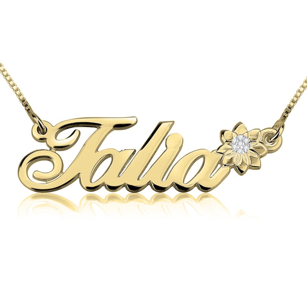 10K, 14K, 18K Solid Gold Personalized Name Necklace for Women - Custom Engraved Jewelry Gift (G-H Color, I2-I3 Clarity) - Perfect for Birthdays, Anniversaries & Special Occasions
