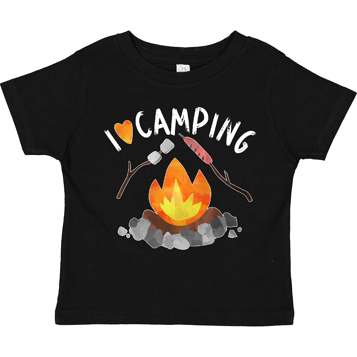 Inktastic I Love Camping Toddler T-Shirt - Cute Campfire, Hot Dog & Marshmallows Design for Kids | Perfect for Outdoor Adventures, Family Trips & Summer Camp