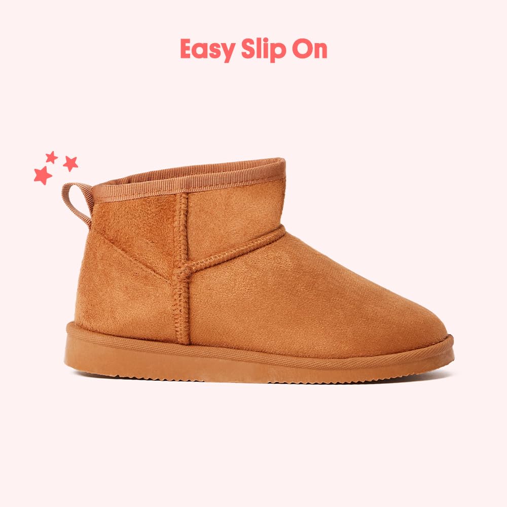 FabKids Girls Winter Snow Boots - Warm Faux Fur Lined Mid Calf Boots for Toddlers & Kids | Non-Slip Sole | Perfect for Snow Play, School & Outdoor Winter Activities