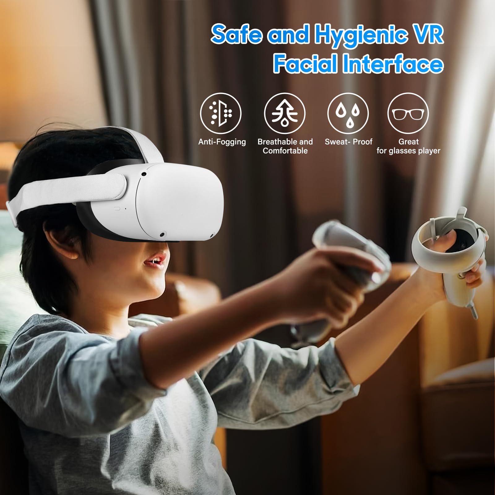 2-Pack TechKen VR Face Pad for Meta Quest 2 - Ventilated Cooling Foam Cover with Airflow Design | Enhanced Comfort for Gaming, Fitness & Extended VR Sessions
