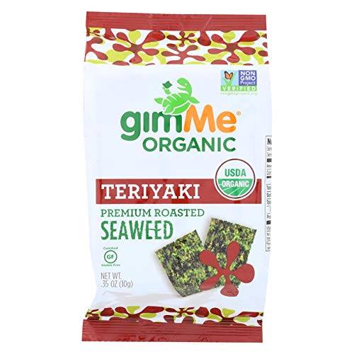 GimMe Health Foods Organic Roasted Seaweed Snacks - Wasabi Flavor, 0.35oz (Pack of 12) - Gluten-Free, Vegan, Low-Calorie Seaweed Sheets for Healthy Snacking, Lunch Box, and On-The-Go