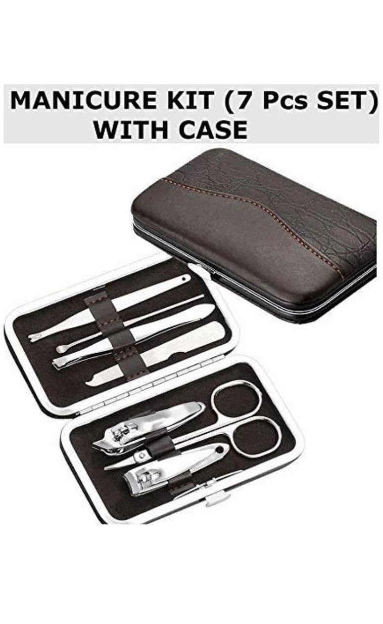 Professional 7-in-1 Stainless Steel Manicure & Pedicure Kit - Nail Clippers, Scissors, Tweezers, Ear Pick, Nail File for Men & Women | Perfect Grooming Set for Travel, Home & Salon Use