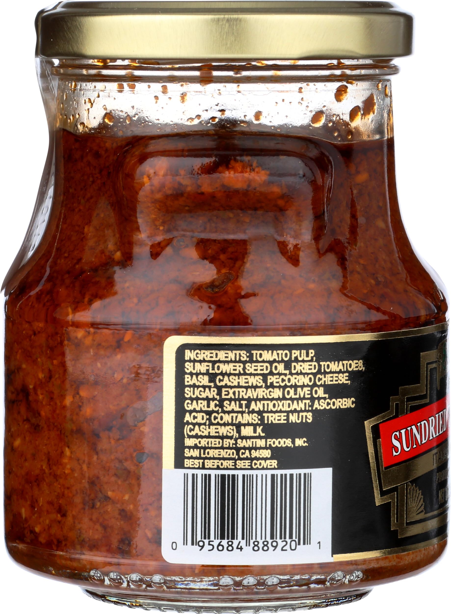 SANTINI Red Pesto Sauce - Premium Italian Basil & Sun-Dried Tomato Spread - 9.6 oz Jar - Perfect for Pasta, Pizza, Sandwiches & Appetizers