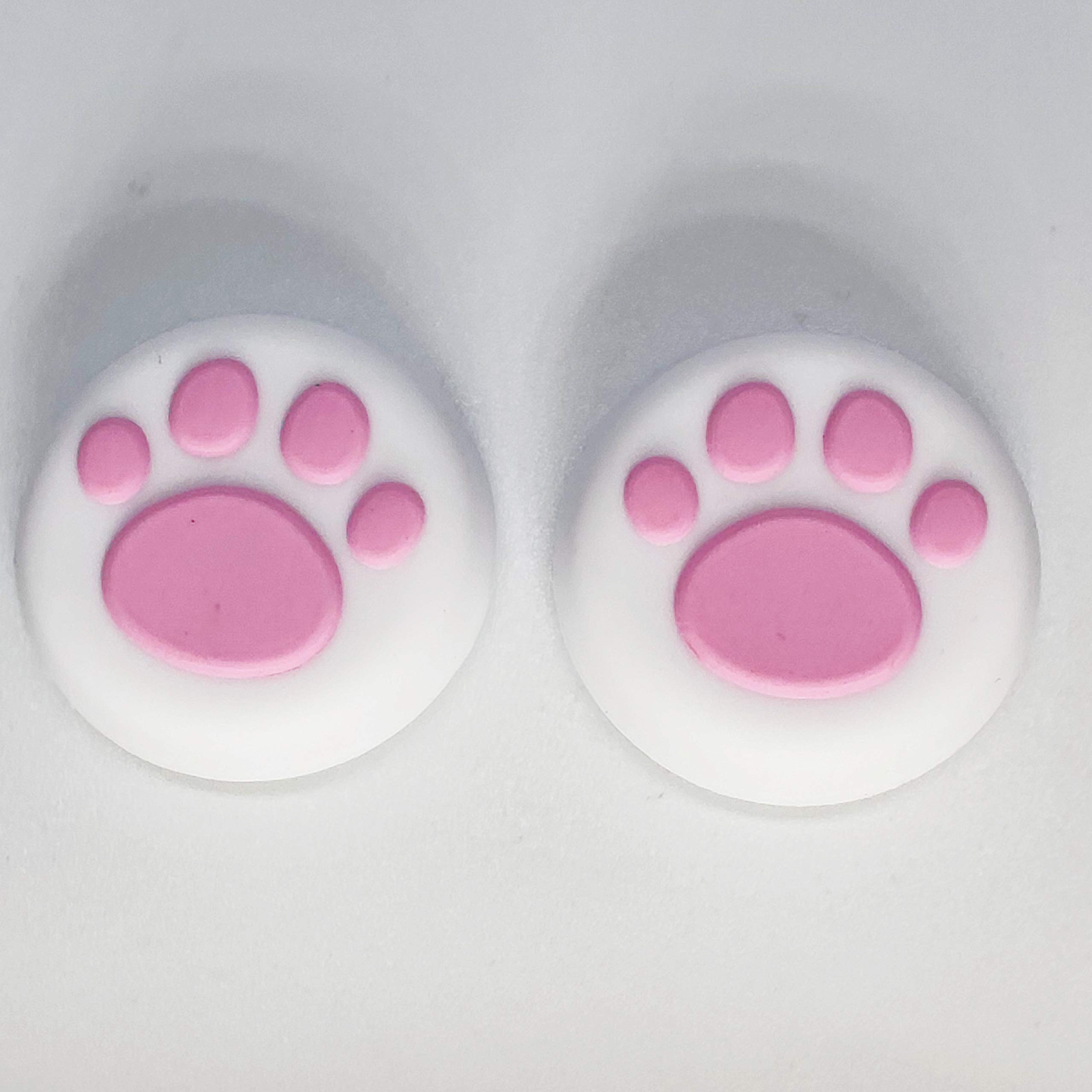 2PCS Analog Stick Thumb Grips for PS5/PS4/PS3/Xbox One/Xbox 360/PS2/Switch Pro/Wii U Controllers - Soft White-Pink Paw Design for Enhanced Grip & Comfort - Perfect for Gaming Sessions & Long Playtime