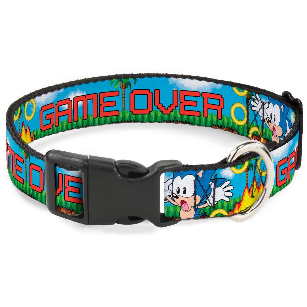 Breakaway Cat Collar with Sonic Game Over Design - Adjustable 8 to 12 Inches, 0.5 Inch Wide - Perfect for Playful Kittens & Indoor/Outdoor Safety