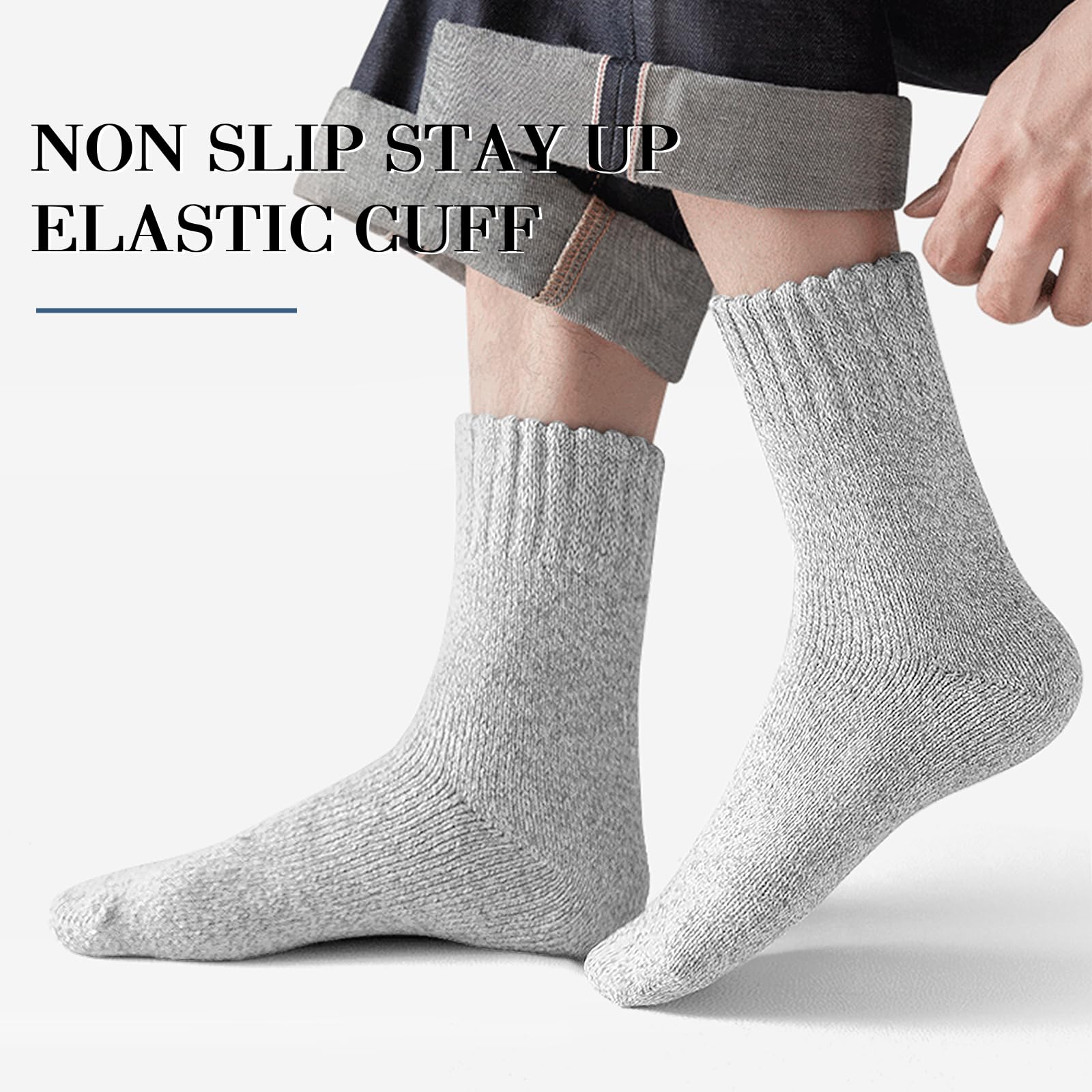 SIMIYA 5 Pairs Men's Wool Socks - Thick Warm Winter Crew Socks for Hiking, Outdoor & Casual Wear - Soft Thermal Socks for Cold Weather, Snow Boots & Daily Use