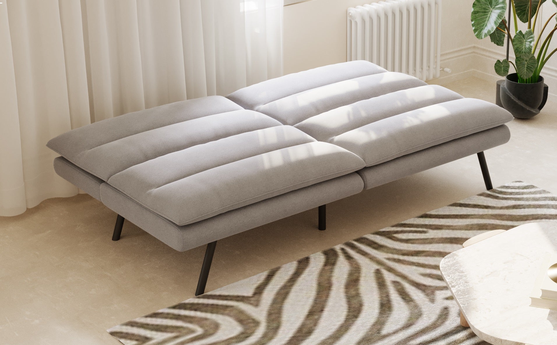 Grey ValueFlex Sofa Bed with Split Design, Memory Foam Mattress & Sturdy Steel Legs - Perfect for Small Spaces, Guest Rooms & Apartments
