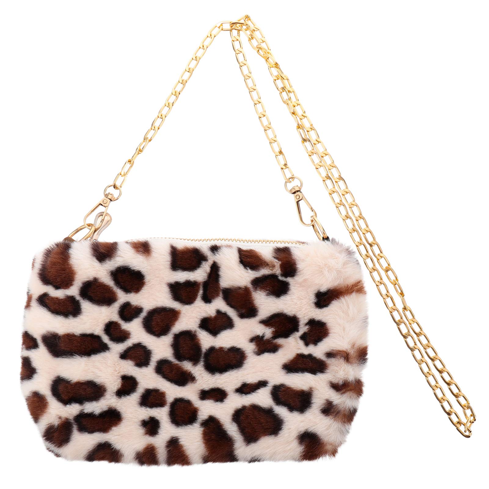 Trendy Faux Fur Crossbody Bag for Women - Small Leopard Print Fuzzy Handbag with Chain Strap - Perfect for Evening Parties, Date Nights & Casual Outings