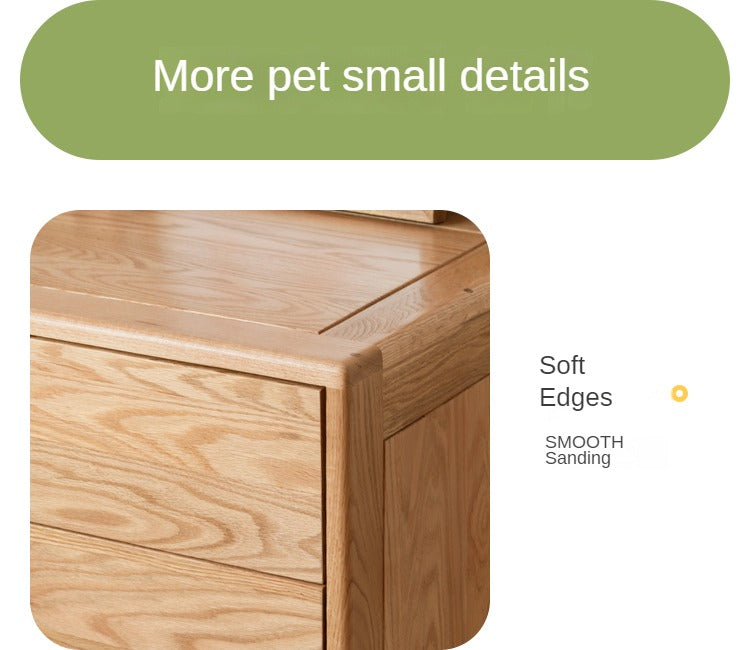 Solid Oak Wood Modern Nordic Kids Dresser - 5-Drawer Storage Cabinet for Nursery, Bedroom & Playroom Organization