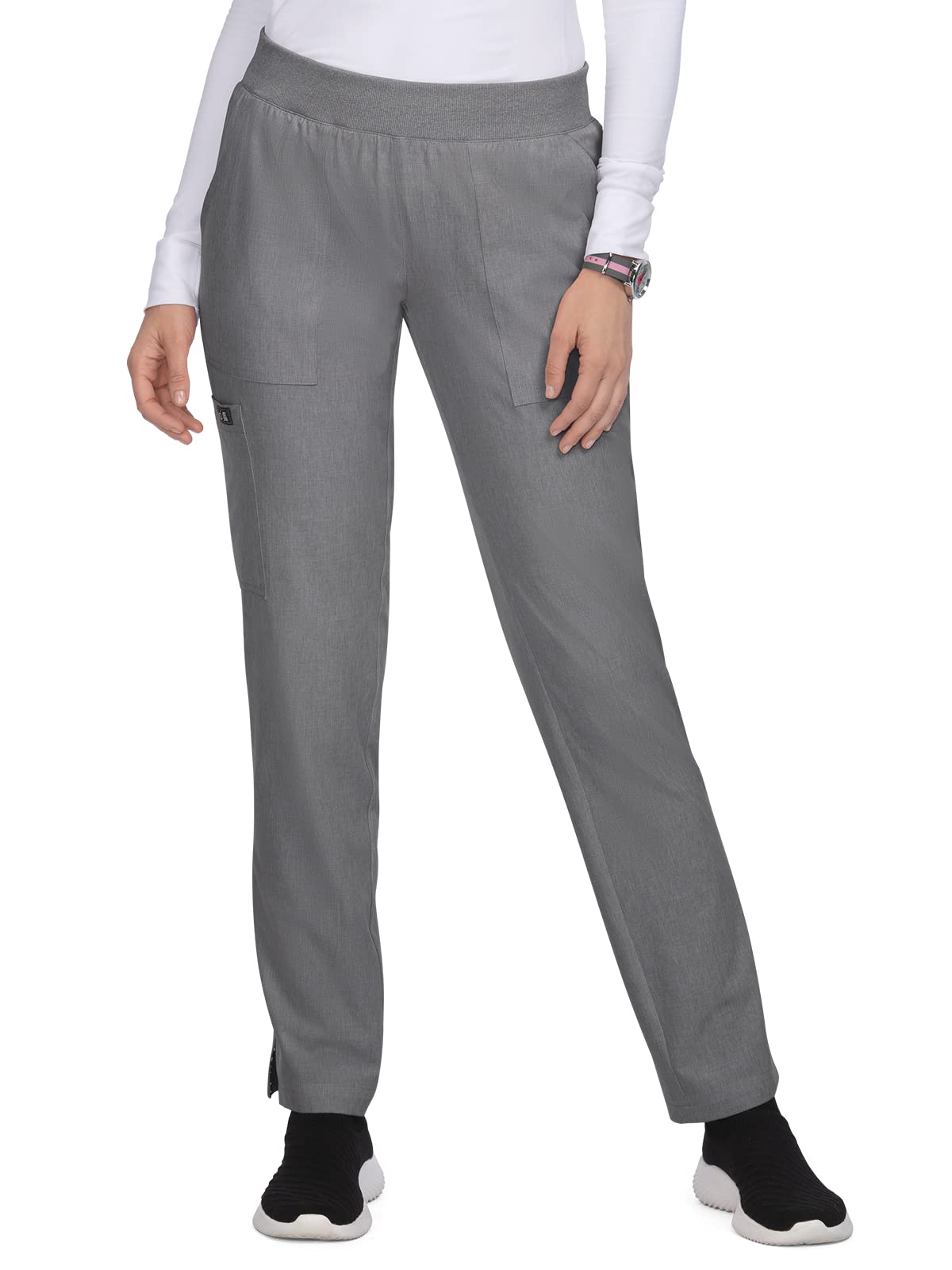 KOI Basics 743 Caroline Pant Heather Grey XXSP - Women's High Waisted Casual Lounge Pants for Home, Yoga & Travel