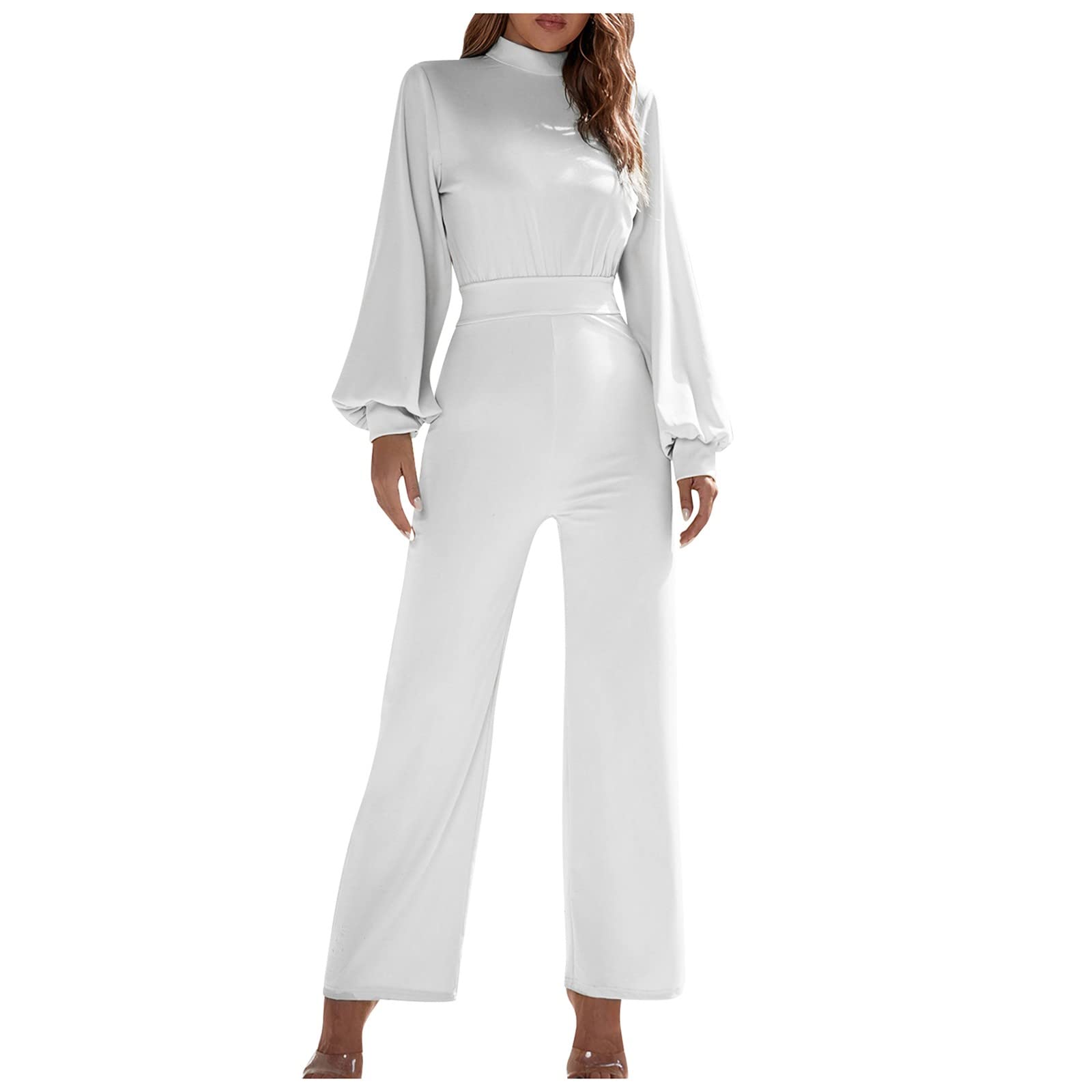 Women's Elegant Backless High Waist Wide Leg Jumpsuit - Summer Romper Dressy Outfit for Beach, Party & Vacation Wear
