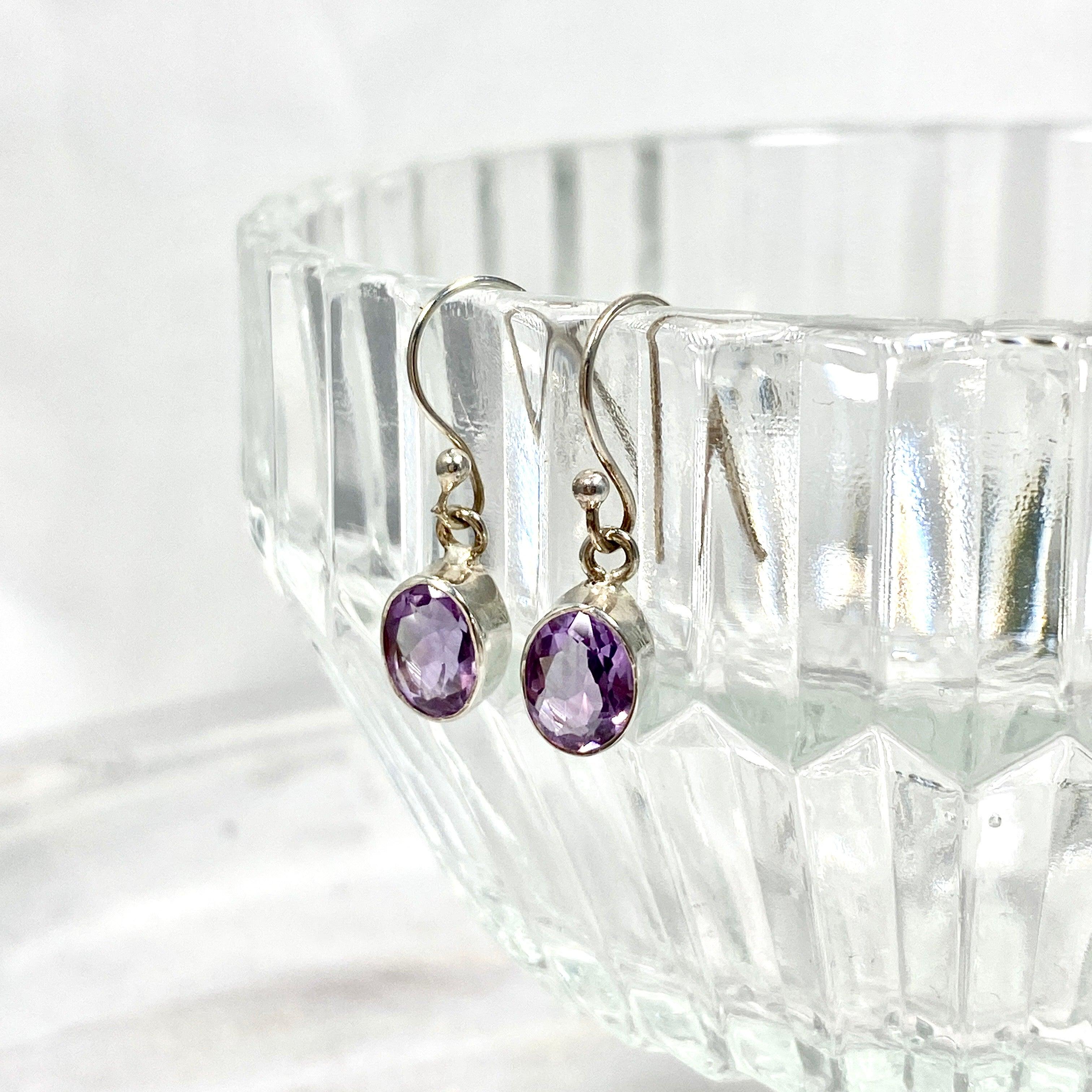 Amethyst Petite Oval Faceted Earrings R2363 AMO – Elegant Purple Gemstone Jewelry for Women, Perfect for Parties, Weddings & Daily Wear
