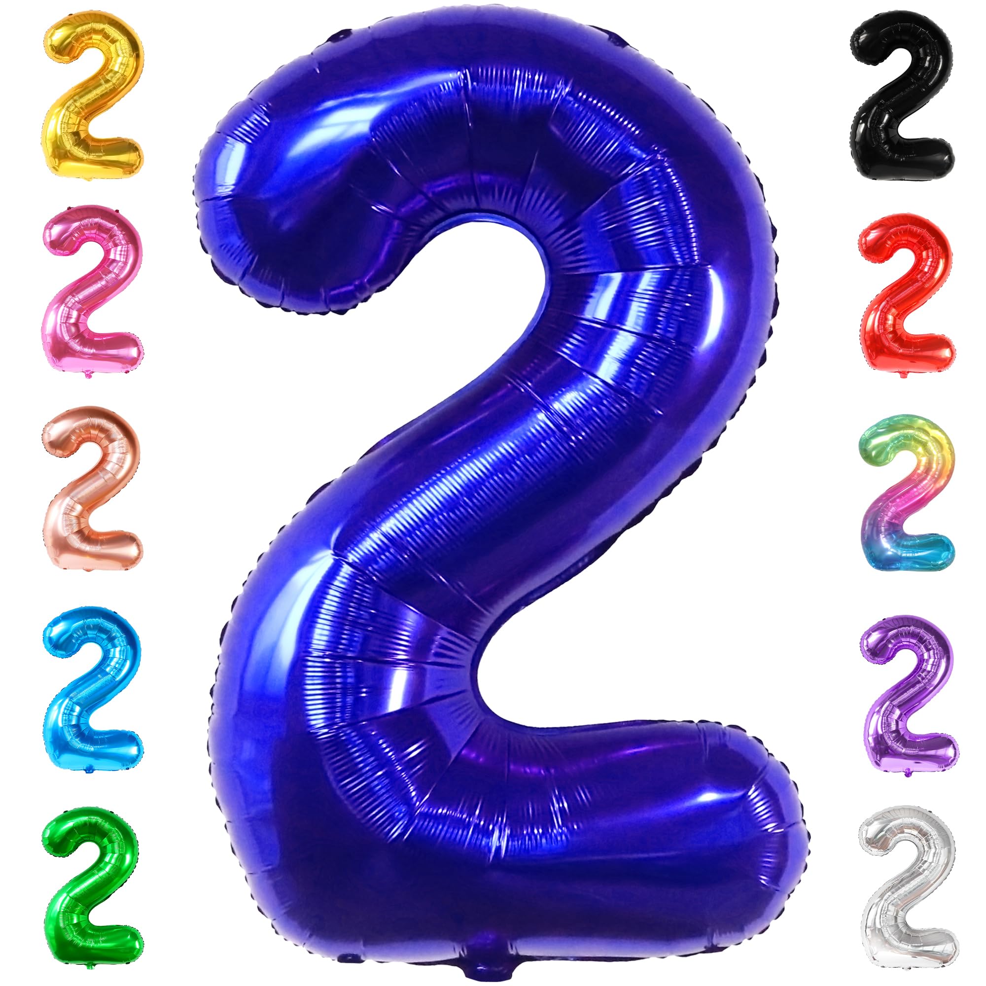 KatchOn Giant 40 Inch Royal Blue Number 2 Balloon - Baby Shark Themed 2nd Birthday Decorations for Boys | Perfect for Birthday Parties, Baby Showers & Anniversary Celebrations