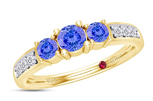 Natural Tanzanite Yellow Gold Over Silver