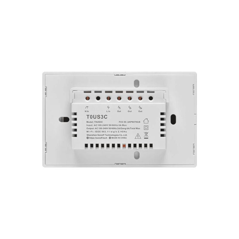 Sonoff T0 3-Channel WiFi Wall Switch - White | Smart Home Automation for Lights & Appliances | Perfect for Living Room, Bedroom & Kitchen