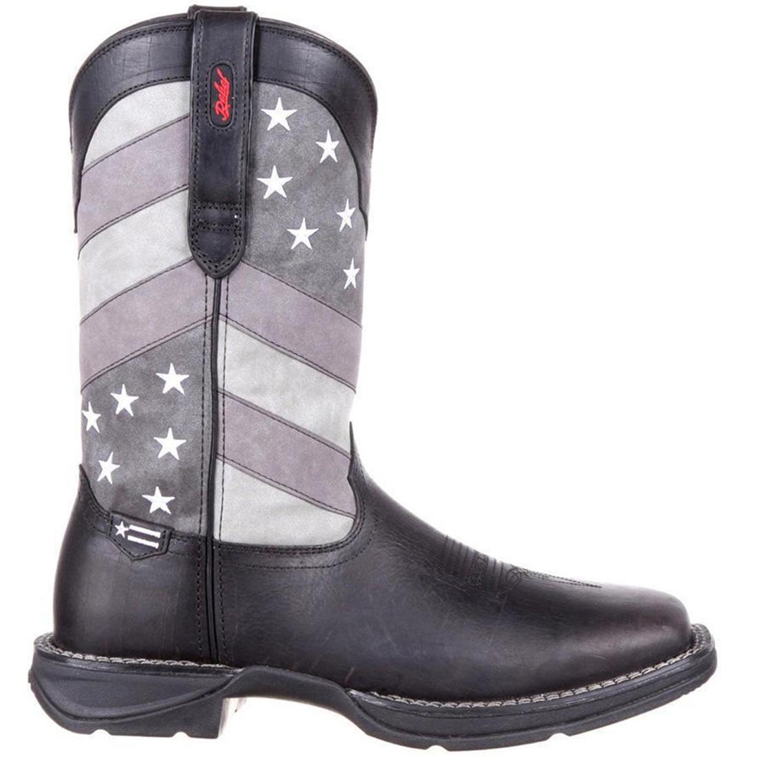 Rebel Faded Black Flag Western Boots for Men - Distressed Leather Cowboy Boots with Vintage Style | Perfect for Rodeo, Country Music Festivals & Western Fashion
