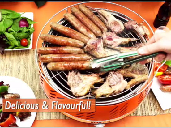 Charcoal Express Kool Grill - Portable Charcoal BBQ Grill for Outdoor Camping, Picnics & Backyard Parties - Fast Heating & Even Cooking
