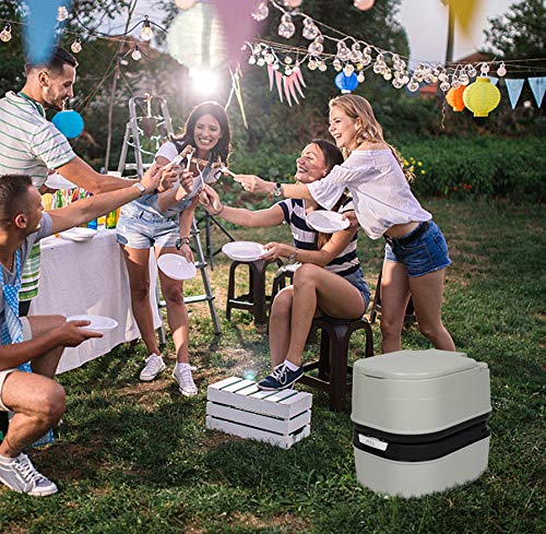 6.3 Gallon (24L) Portable Outdoor Travel Toilet - Removable Flush RV Toilet for Camping, Hiking, Boating & Road Trips | Lightweight & Durable Gray Porta Potty | Perfect for RV, Camper, Tent & Emergency Use