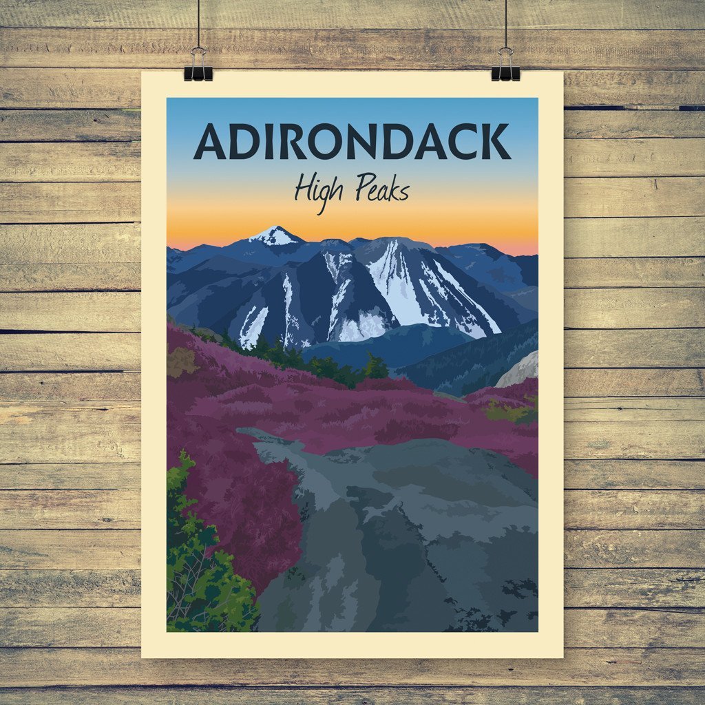 Vintage Adirondack High Peaks Print - Wall Art Decor for Home, Office & Cabin - Perfect for Nature Lovers & Hiking Enthusiasts